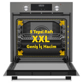 Simfer 9 Fonksiyon QS Cam Power Turbo Dijital Ankastre Fırın Gri